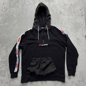 DGK Hoodie Mens L Black 1/4 Zip Hooded Fleece 24-7/365 Graphic Kangaroo Pocket